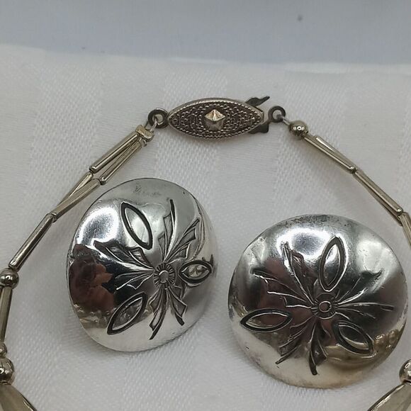 Navajo handmade sterling earrings bracelet - Picture 3 of 13